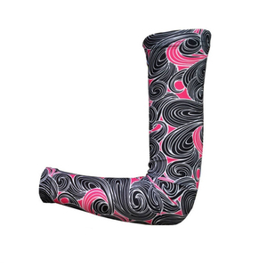 Manchons de bras à manches longues pour femme de qualité supérieure avec motif géométrique rose et noir, protection solaire UPF50+, coupe compressive 2026 - Product Image 1