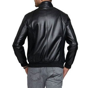 Veste en cuir véritable pour homme, style bomber, fermeture éclair, tendance, veste de motard pour homme. - Product Image 3