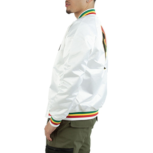 Men's High Quality Satin Varsity <b>Jacket</b> Stand Collar Casual Winter Zipper Closure Top Selling Fully Knitted Pattern Front - Product Image 3