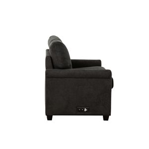 Modern Dark Gray Convertible Twin <b>Sleeper</b> <b>Sofa</b> Bed 2-Seater Loveseat for Living Room with USB Ports Upholstered Modern Style - Product Image 4
