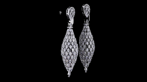 Boucles d'oreilles pendantes de luxe en diamant marquise, plaqué or blanc rhodié, diamants de laboratoire, pour mariée - Product Image 4