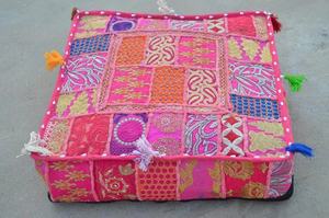 Cojines de suelo bohemios Funda de cojín decorativa Sari Patchwork Cojín - Product Image 4