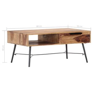 Mesa de centro de madera maciza de acacia y acero, tono de madera natural, elegante y duradera - Product Image 6