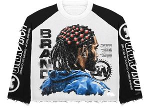 เสื้อยืดโอเวอร์ไซส์ผ้าคอตตอนหนานุ่มลายกราฟิกวินเทจสไตล์ฮิปฮอปสตรีทแวร์ทรงบ็อกซี่ ขอบดิบ แต่งดีเทลขาดๆ สำหรับผู้ชาย รุ่น 2026 - Product Image 4