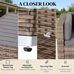 Set di Mobili da Giardino in 7 Pezzi, Divano Componibile da Esterno, Set da Giardino in Colore Grigio - Product Image 4