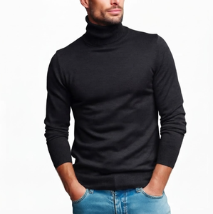 Pull en tricot personnalisé pour homme, col roulé en cachemire, anti-rides, respirant, anti-rétrécissement - Product Image 3