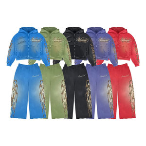 เสื้อฮู้ดซิปสีเขียวสำหรับผู้ชาย ทรงครอปพอดีตัว ลายเสือดาวที่แขนเสื้อ สไตล์สตรีทแวร์แบบดิสเทรส - Product Image 6