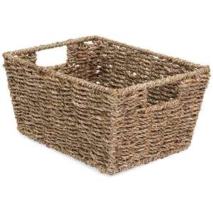 Best Price Handwoven Eco-Friendly Rustic Seagrass Multifunction <b>Storage</b> <b>Basket</b> <b>Rectangular</b> Organizer Bin Living Room Bathroom - Product Image 1