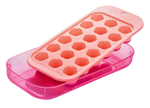 Bac à glaçons en silicone rose avec couvercle, 24 cavités, pour utilisation au réfrigérateur - Product Image 2