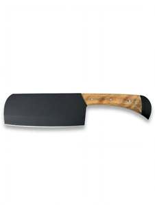 Cuchillo de carnicero artesanal de acero negro con mango de madera de arce rizado, herramienta de preparación culinaria - Product Image 1