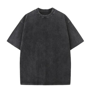 Streetwear personnalisé 100% coton surdimensionné acide Vintage lavé noir T-Shirts nouveau Design Logo avant grande taille respirant - Product Image 1
