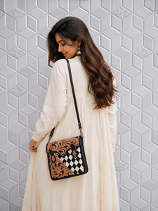 Sac à main en cuir fait main, style western, sac à bandoulière, motif floral et à carreaux, sac à bandoulière pour femme, usage quotidien - Product Image 2