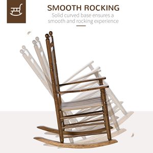 Sedia a dondolo tradizionale in legno marrone con schienale alto per interni/esterni - Product Image 4