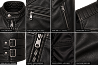 Gilet moto en cuir PU noir pour homme, col montant, fermeture éclair, couleur unie, grande taille, coupe classique