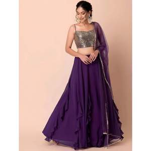 Charming Purple Georgette Party Wear Lehenga with <b>Sequins</b> Choli for Wedding - Product Image 1
