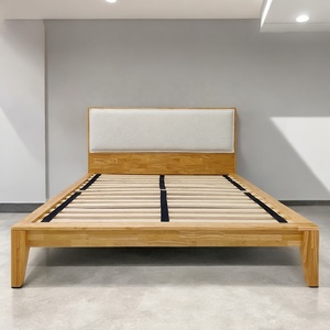 Wholesale B2B Tool-Free Wooden Platform Bed Minimalist Japanese Joinery Rubberwood Queen Size Vietnam OEM/ODM Custom Design - Product Image 1