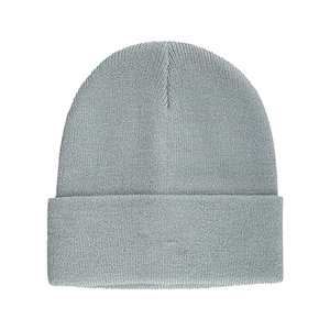 Gorro de Punto Acanalado Gris Claro, Unisex, para Adultos, Gorro Cálido de Invierno, Color Sólido, Estilo Casual, Circunferencia de Cabeza 56-58CM - Product Image 2