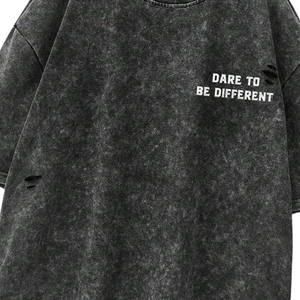 Oversized Men's Acid Washed <b>T</b>-<b>Shirt</b> Short Sleeve Distressed Street Style Cotton Jersey O-Neck Graphic Unisex Tee <b>Shirts</b> - Product Image 6
