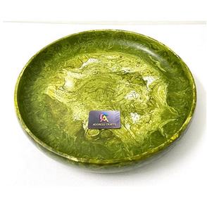 Luxury <b>Home</b> Hotel Round Resin Fruit and Salad Plates Affordable Price Top Quality Round-shaped Green Resin Serving Platter - Product Image 1