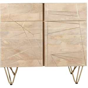 Aparador Moderno de Madera Maciza Ecológica Hecho a Mano con Diseño Europeo, Incrustaciones Doradas, Modular y Multifuncional para Sala de Estar - Product Image 1