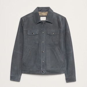 Premium Quality <b>Suede</b> <b>Leather</b> <b>Jacket</b> Stand Collar Front Logo Soft Touch Material Breathable Eco-Friendly Casual Outerwear - Product Image 1