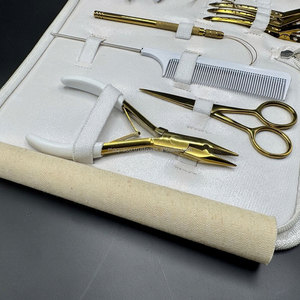 Gold White Hair Extension Tools Kit Set Including Micro <b>Ring</b> Silicon Bead Pliers <b>Clips</b> Scissors Loop Human Hair Extension Pliers - Product Image 3