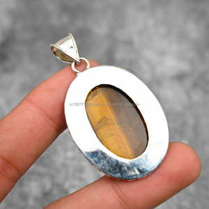 Pendentif en argent sterling massif 925 oeil de tigre pendentif en pierre précieuse bijoux en argent faits à la main bijoux oeil de tigre cadeaux de noël pour elle - Product Image 6