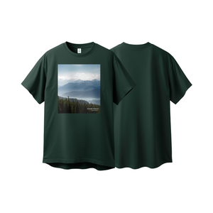 Camiseta Verde Oscuro Oversize de Corte Holgado con Estampado de Montaña, de Algodón, Unisex, Casual, para Exteriores, con Gráfico, de Ajuste Holgado, a la Moda - Product Image 1