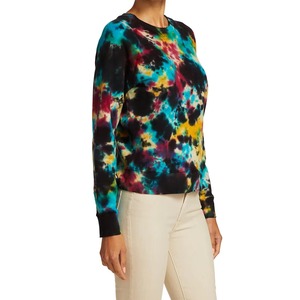 Custom Tie Dye Sweatshirt Multicolor Black Rainbow Crewneck <b>Pullover</b> <b>Men</b> Women Unisex Cotton Fleece Streetwear Regular Fit OEM - Product Image 3