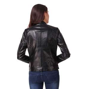 Chaqueta Corta de Cuero Sintético para Mujer, Elegante, de Manga Larga, con Cierre y Bolsillos, Estilo Urbano, Nueva Colección 2025 - Product Image 5