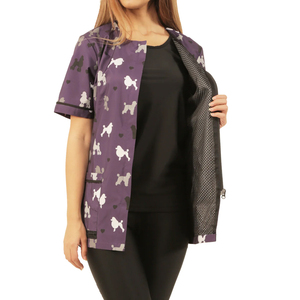 Blouse de toilettage robuste imperméable anti-poils en tissu polyester, couleur personnalisée, logo personnalisé, commande en gros - Product Image 2