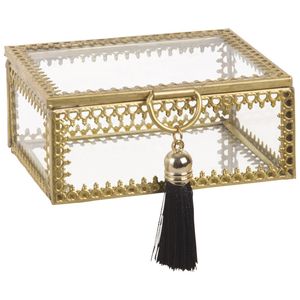 Brass Square Jewelry <b>Box</b> with Mirrored Lid Ornate Legs Vintage Decorative Trinket <b>Box</b> for Rings <b>Earrings</b> Necklaces - Product Image 3