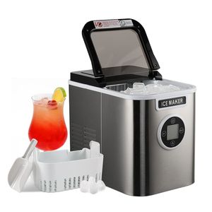 Macchina per il ghiaccio portatile da banco, produce 9 cubetti di ghiaccio in 7 minuti, 12 kg/24h, autopulente, elettrodomestico da cucina con cestello e paletta per il ghiaccio - Product Image 1