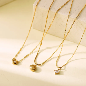 สร้อยคอทรงเรขาคณิตสำหรับผู้หญิง ทำจากสแตนเลส 304 ชุบด้วยทองคำแท้ 18K - Product Image 6