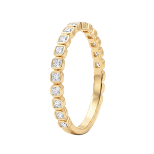 Bague de mariage et d'anniversaire empilable en or massif 18 carats avec diamant de laboratoire taille princesse, clarté DEF VS VVS, sertie clos minimaliste, bijoux - Product Image 4