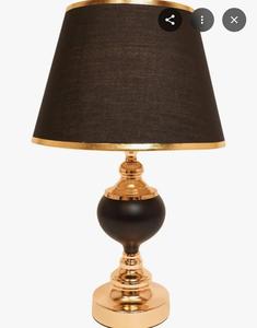Traditional Brass Table Lamp with Black Fabric Empire Shade Warm White Light for Bedroom <b>Decorative</b> <b>Lighting</b> - Product Image 3