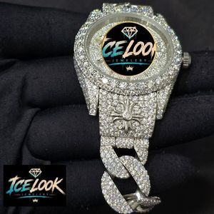 นาฬิกาข้อมือ ICELOOK หรูหรา สแตนเลสสตีล ประดับโมอิสซาไนต์ ระบบควอตซ์ หน้าปัด 40 มม. ปุ่มกดเปิดฝาหลังแบบซ่อน สายแบบเชื่อมต่อ แสดงวันที่ ใช้ได้ทั้งชายและหญิง - Product Image 1