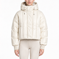 Blouson matelassé pour femme, col montant, fermeture éclair, blocs de couleur, manches raglan, manteau d'hiver chaud, design personnalisé