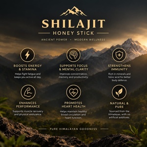 High Quality Himalayan <b>Shilajit</b> Honey Sticks 100% <b>Natural</b> <b>Shilajit</b> Honey Support Energy Single Serve Sachets Wholesale Supplier - Product Image 4