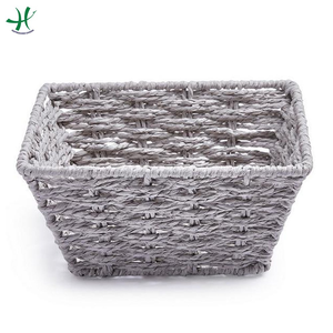 Vintage Round Water Hyacinth Storage <b>Basket</b> <b>with</b> Natural Color Fishbone Weaving and <b>Lid</b> - Product Image 2