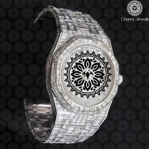 Montre pour homme Charm Jewells en acier inoxydable, boîtier de 40 mm, accents de diamants, analogique, luxe, mode, mouvement mécanique, date automatique, fonction push - Product Image 2
