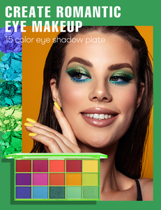 พาเลทอายแชโดว์นีออน 15 สี, พาเลทแต่งหน้าสีสดใสเนื้อแมตต์และชิมเมอร์ - Product Image 5