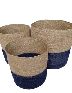 Cesta de almacenamiento de yute natural, organizador tejido, contenedor de fibra hecho a mano para lavandería, decoración del hogar, cesta de almacenamiento. - Product Image 6