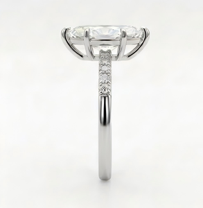 Anillo de Compromiso de Plata 925 con Moissanita Corte Marquesa LY, Banda Pavé, Baño de Rodio, Joyería Clásica para Aniversario de Bodas - Product Image 4