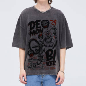 เสื้อยืดโอเวอร์ไซส์สไตล์วินเทจฟอกสีแบบซอฟท์แอซิดวอชสำหรับผู้ชาย เสื้อฮิปฮอปไซส์ใหญ่สำหรับเด็กผู้ชาย ขายส่ง - Product Image 1