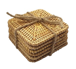 Natural Finish 4 Inch Handmade Woven Rattan Anti-Slip Eco-Friendly Washable Coaster Rustic Indian Handicraft Home Decor Wedding - Product Image 1