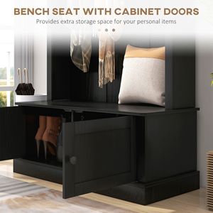 Panca Nera da Ingresso con Appendiabiti, Ganci a Muro e Porta Cappotti - Product Image 6