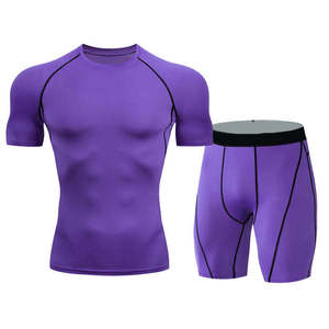 Nouvel arrivage d'usine : Ensemble de vêtements de sport pour hommes, t-shirt et short de sport, tenue de sport ajustée, vêtements de sport à séchage rapide, ensemble de fitness - Product Image 6