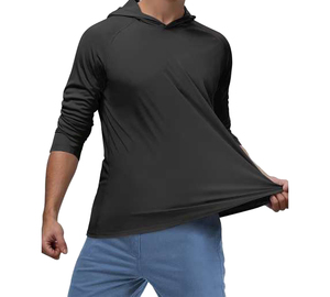Sudadera con Capucha Negra al por Mayor para Hombre, Casual, Manga Larga, Forro Polar, 300g, Tejido de Poliéster y Algodón, Transpirable, Teñido Liso, Ropa de Otoño - Product Image 6