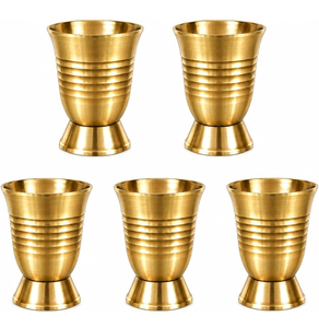 Ensemble de 6 verres à thé en laiton doré traditionnels, écologiques, pour la maison, objet décoratif de table, prix avantageux avec emballage personnalisé - Product Image 3